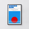 Vintage Swiss Air Osaka Poster, Retro Travel Wall Art Print