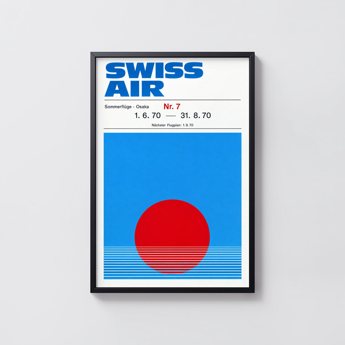 Vintage Swiss Air Osaka Poster, Retro Travel Wall Art Print