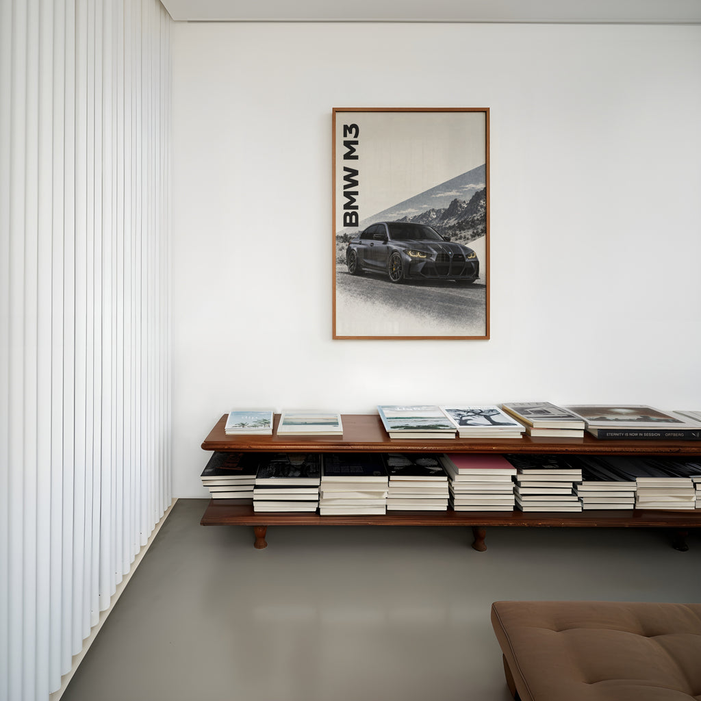 Vintage BMW M3 Print, Car Wall Art, Mountain
