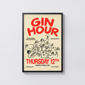 Vintage Gin Hour Print Poster, Cocktail Wall Art