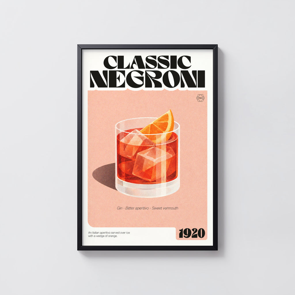 Vintage Negroni Print Poster, Cocktail Wall Art Italia