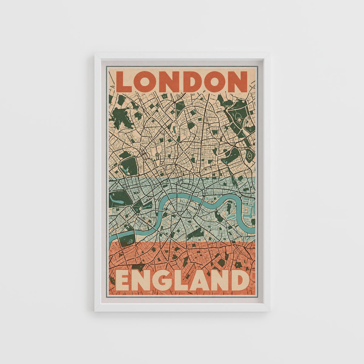 Vintage London Map Poster, England Wall Art, City Print