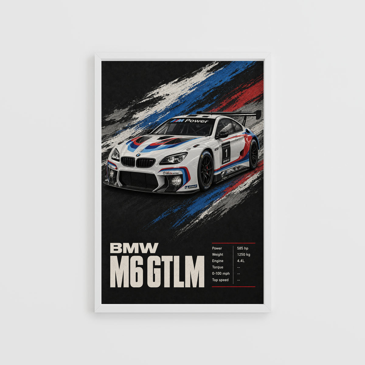 Vintage BMW M6 GTLM Race Car Print, Wall Art