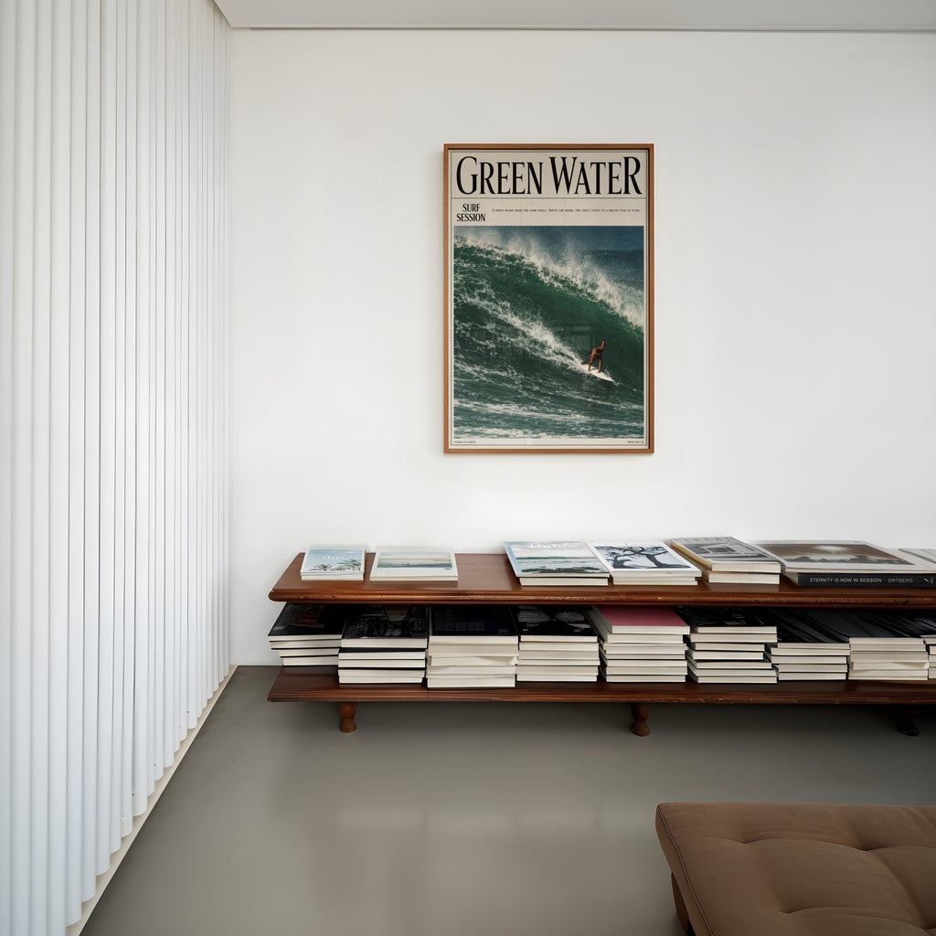 Vintage Green Water Surf Print, Surf Poster, Wave Art