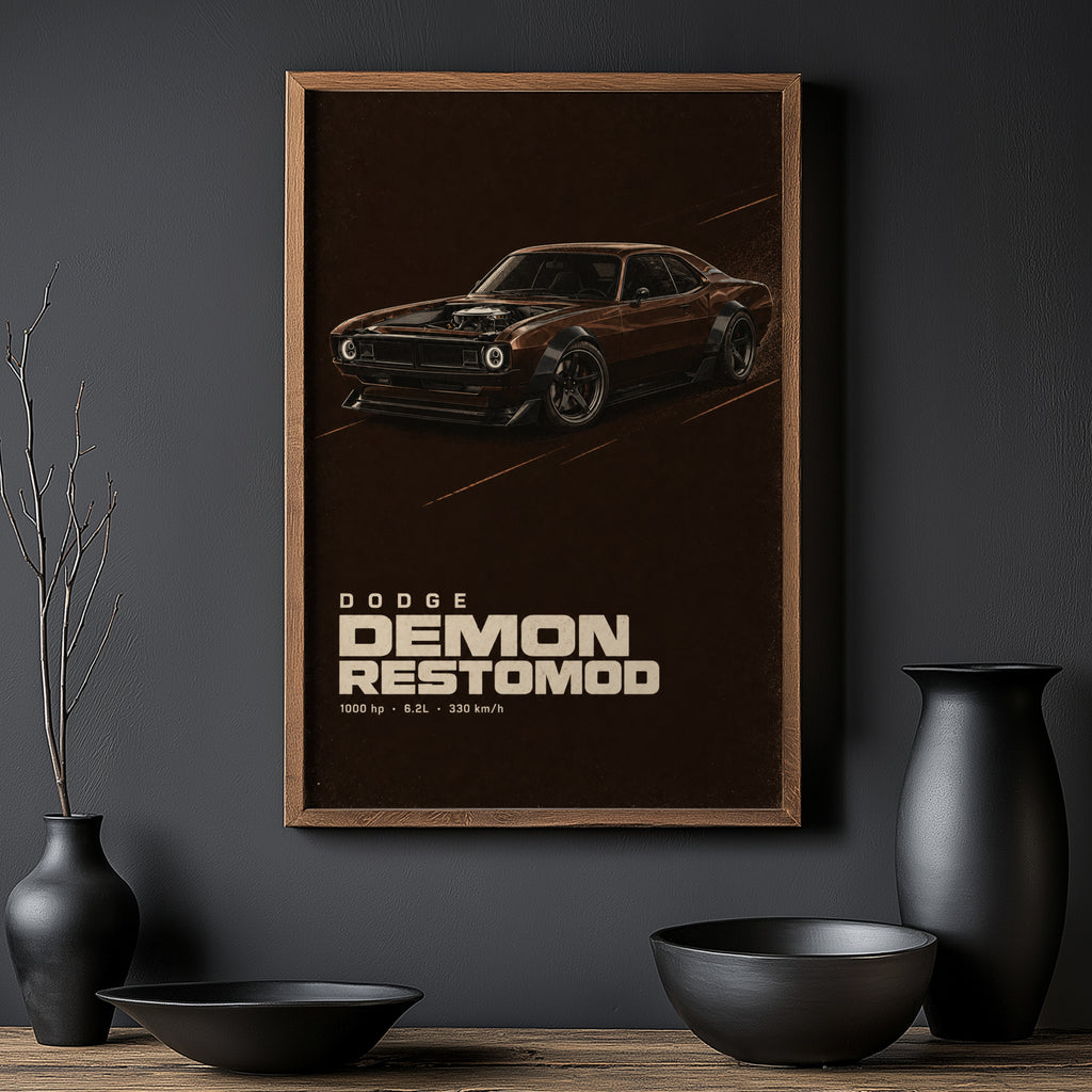 Vintage Dodge Demon Restomod Print, Car Poster