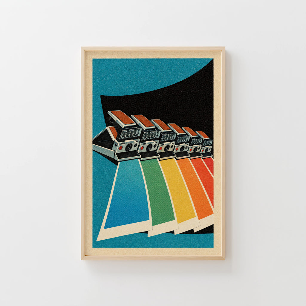 Vintage Instant Camera Poster, Retro Rainbow Wall Art Print