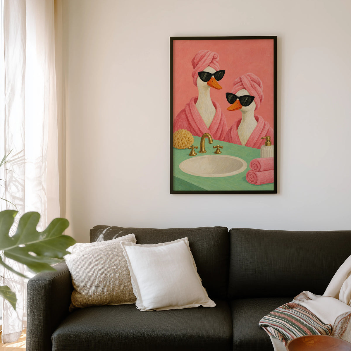 Vintage Bathroom Duck Print and Poster, Funny Wall Art