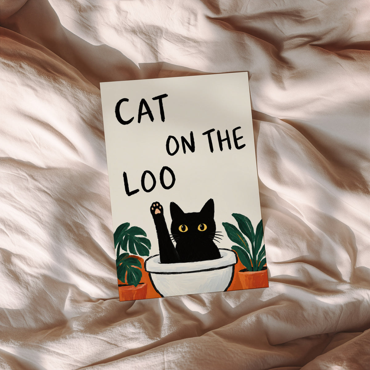 Vintage Cat Print Poster, Funny Bathroom Wall Art