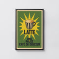 Vintage Coffee Print and Poster, Latte Kitchen Wall Art