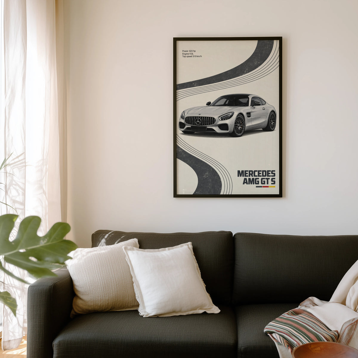 Vintage Mercedes AMG GT S Print, Car Wall Art