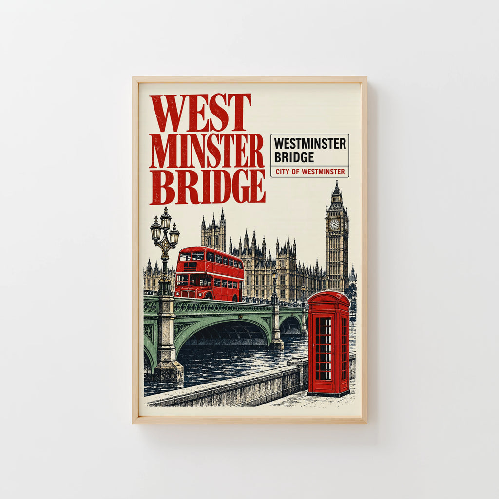 Vintage Westminster Bridge Poster, London Wall Art Print