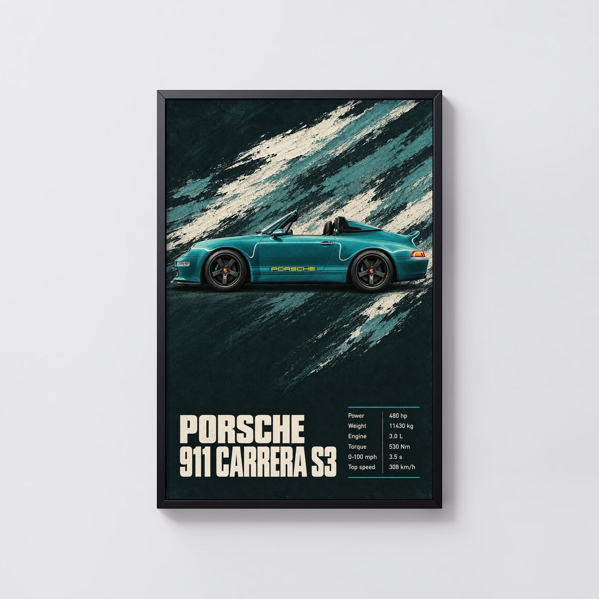 Vintage Print, Porsche 911 Carrera S3 Wall Art