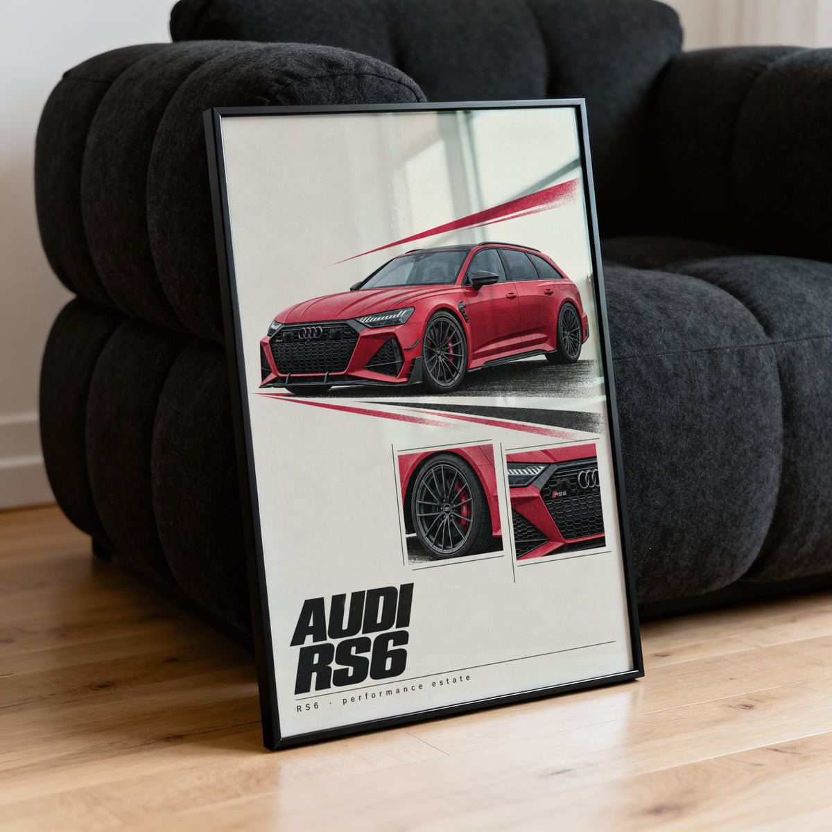 Vintage Audi RS6 Avant Print, Red Estate Car Wall Art