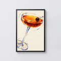 Vintage Cocktail Print Poster, Manhattan Bar Wall Art