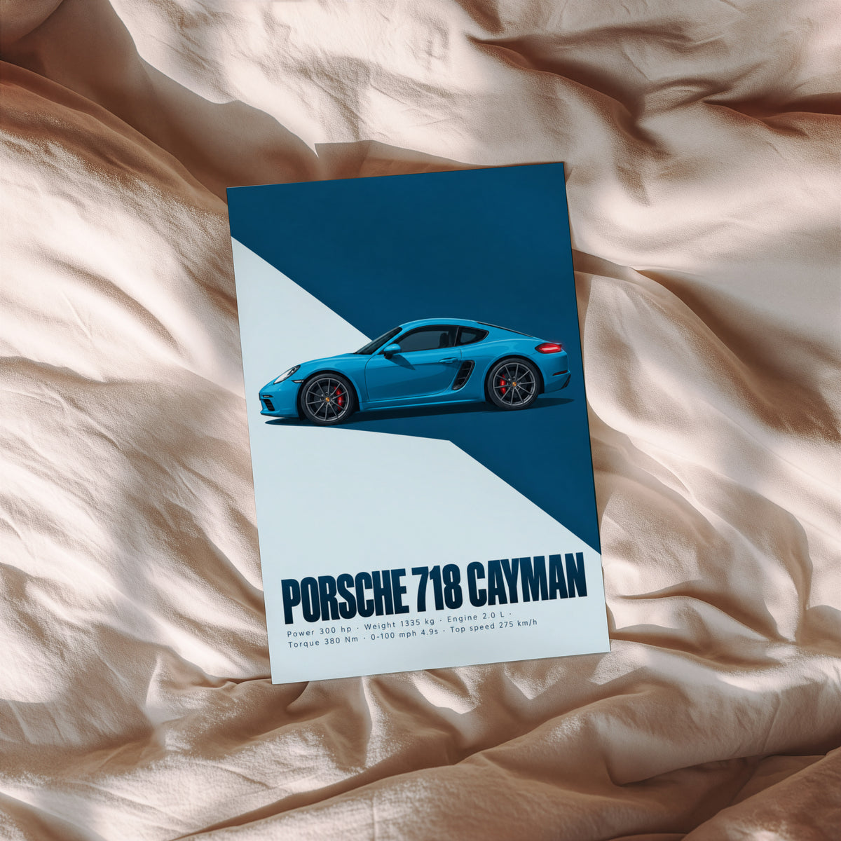 Vintage Porsche 718 Cayman Print, Sports Car Art