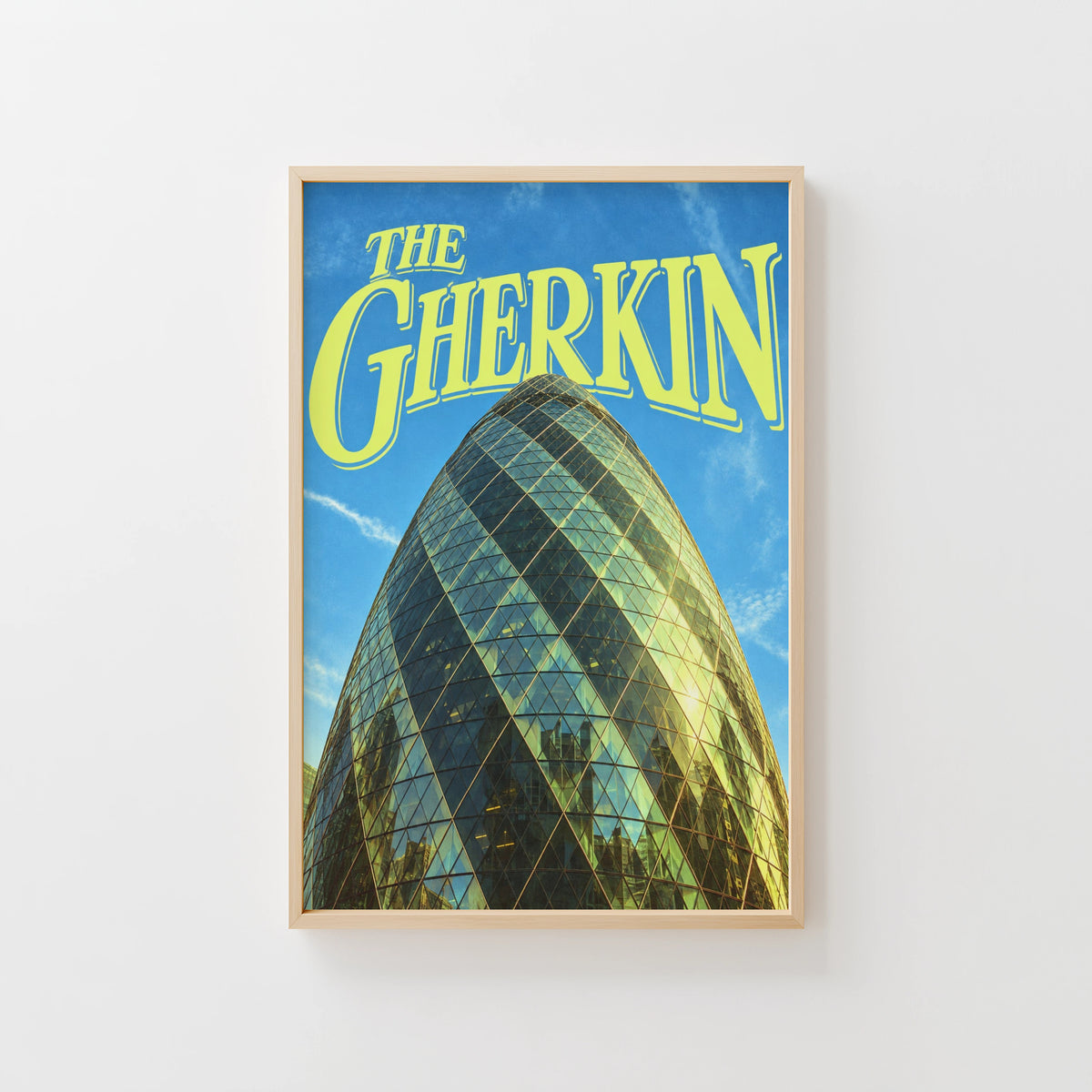 Vintage Gherkin London Poster, Skyscraper Wall Art, Print