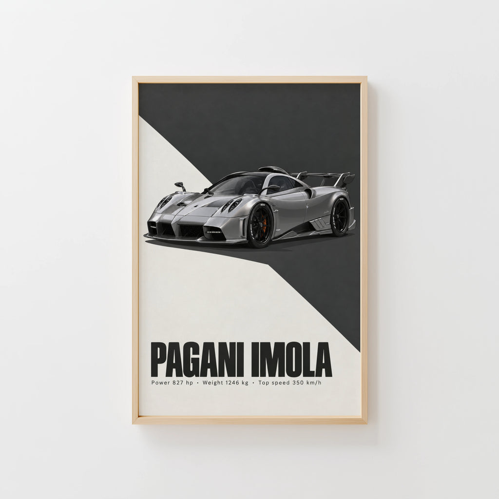 Vintage Pagani Imola Print, Supercar Wall Art