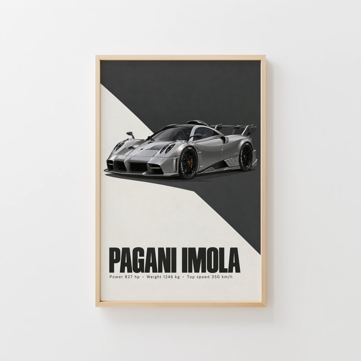 Vintage Pagani Imola Print, Supercar Wall Art
