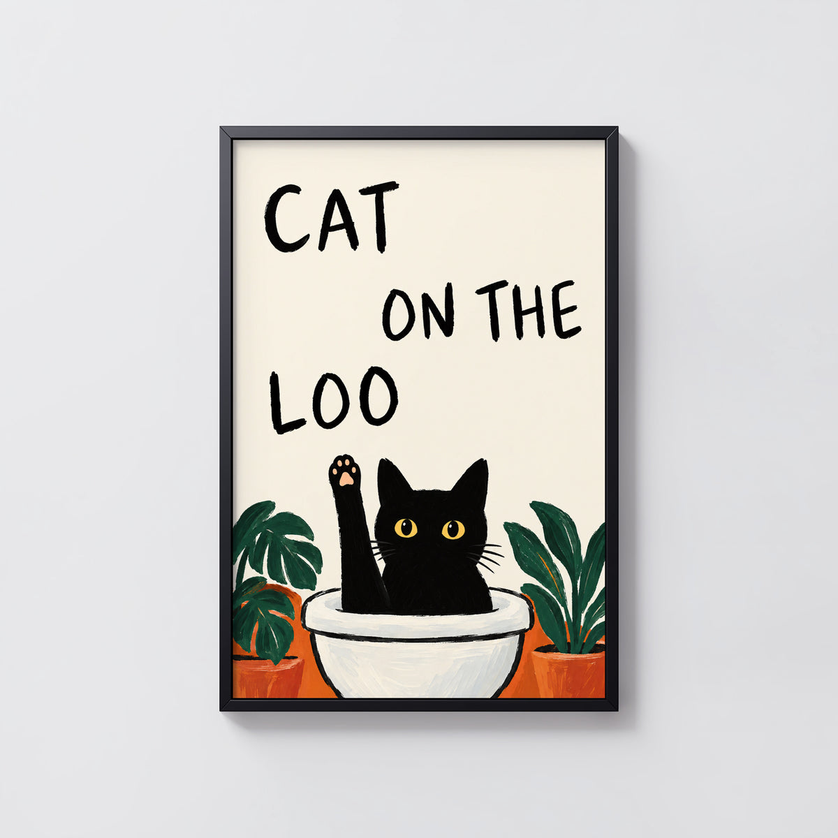 Vintage Cat Print Poster, Funny Bathroom Wall Art