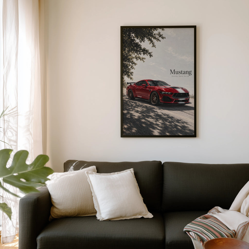 Vintage Mustang Shelby Dark Horse Print, Car Art
