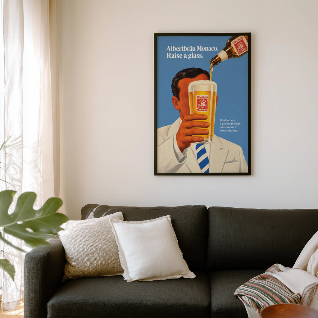 Vintage Albertbrau Monaco Beer Print and Poster Wall Art