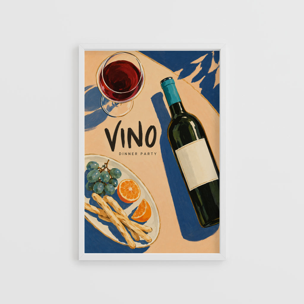 Vintage Wine Print Poster, Kitchen Wall Art, Vino