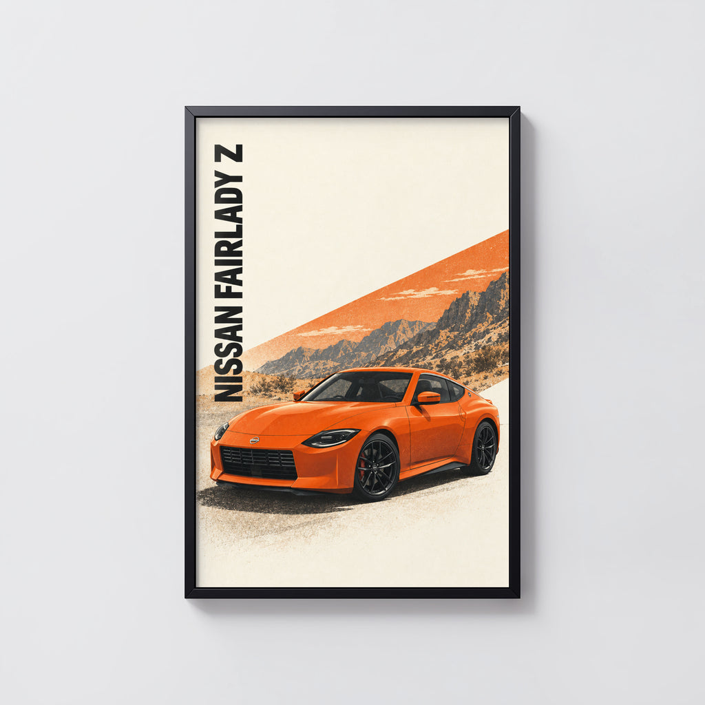 Vintage Nissan Fairlady Z Print, Orange Car Wall Art