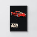 Vintage Ferrari 488 Pista Print, Car Wall Art