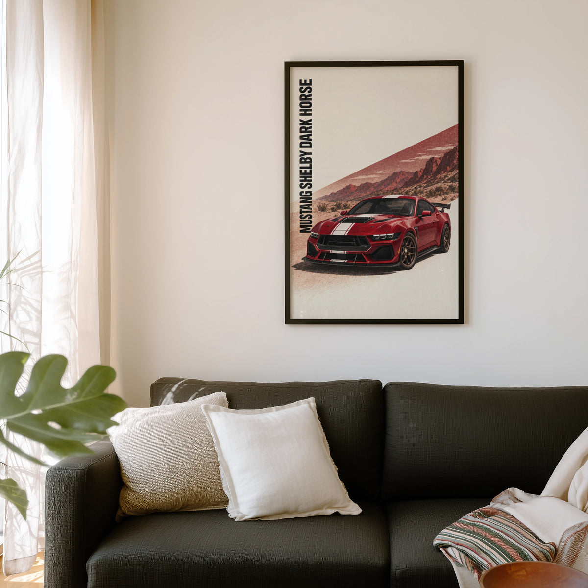 Vintage Mustang Print, Red Muscle Car Wall Art