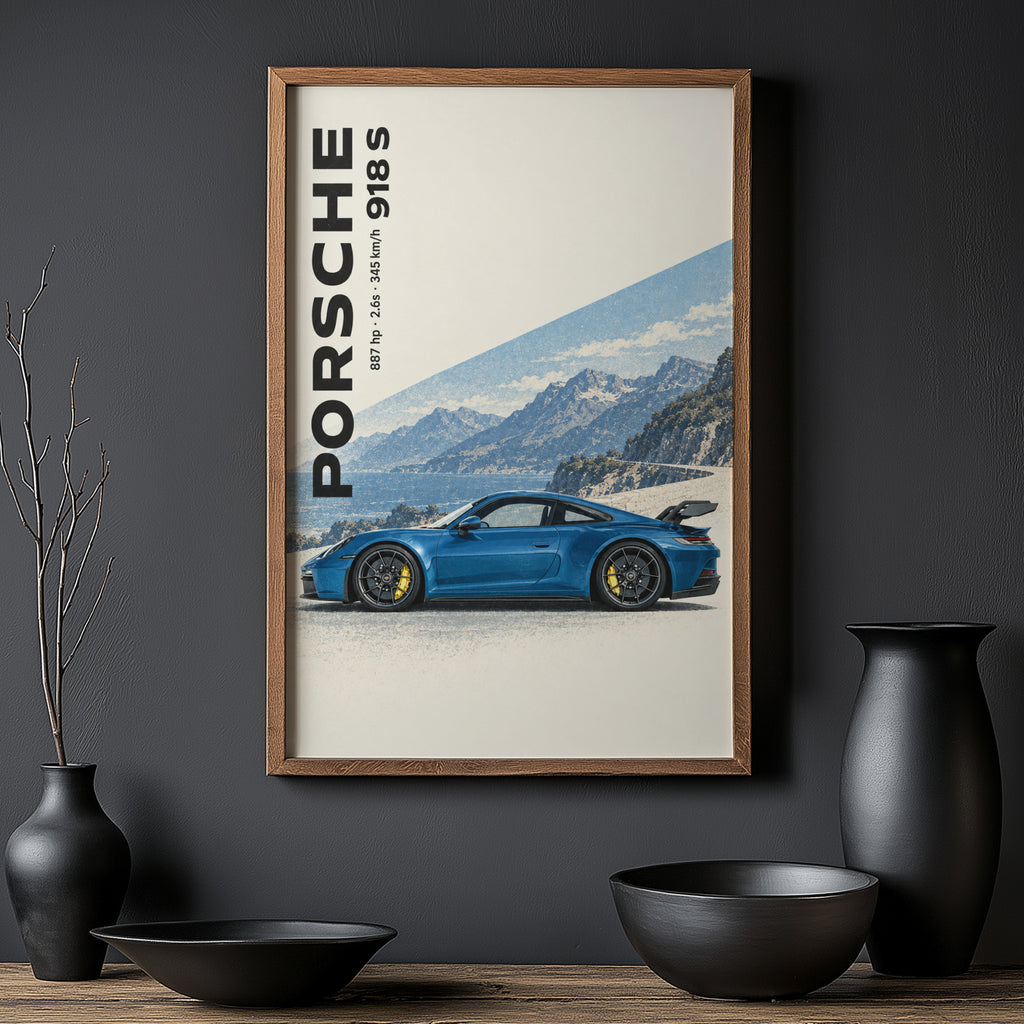 Vintage Porsche 918 S Print, Car Wall Art