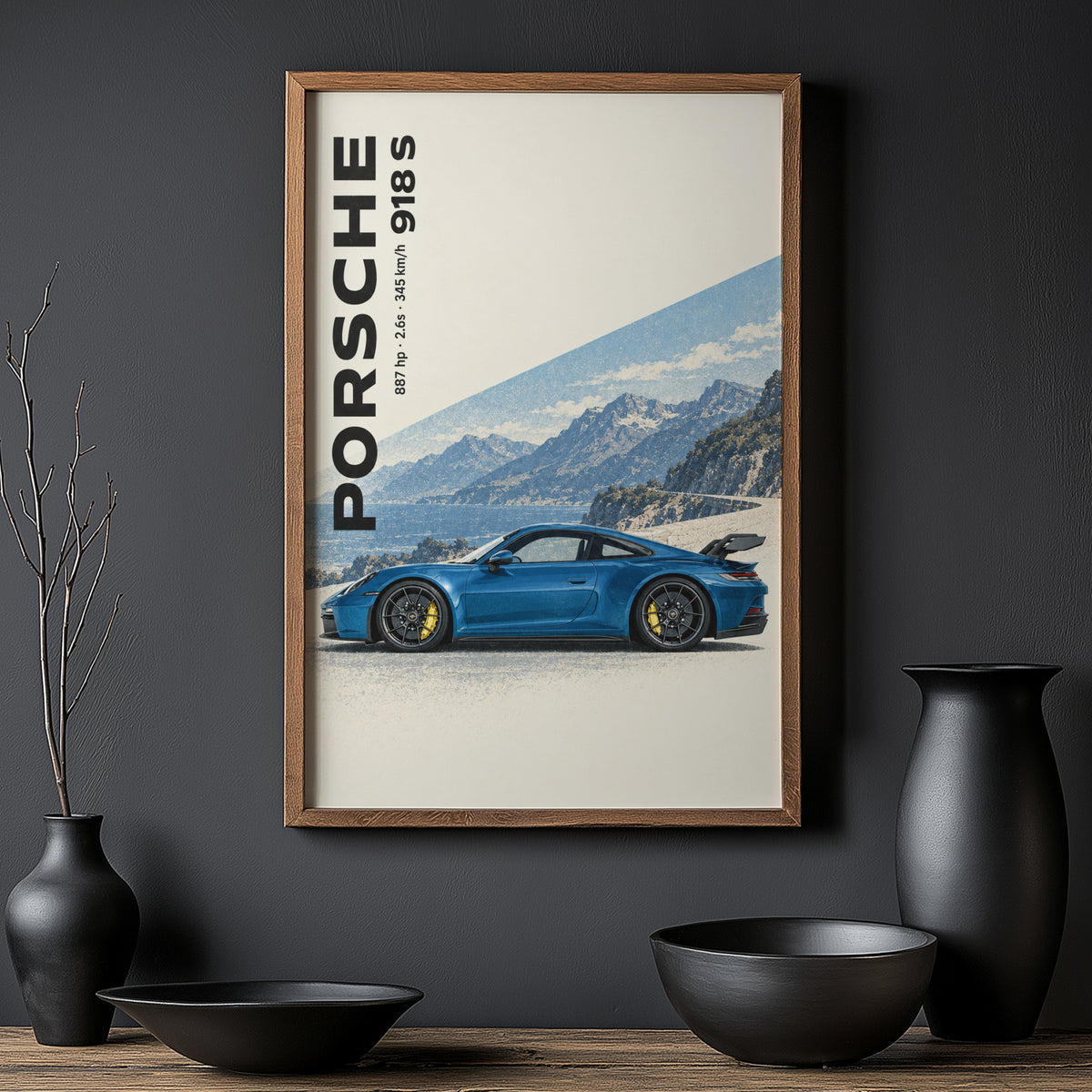 Vintage Porsche 918 S Print, Car Wall Art