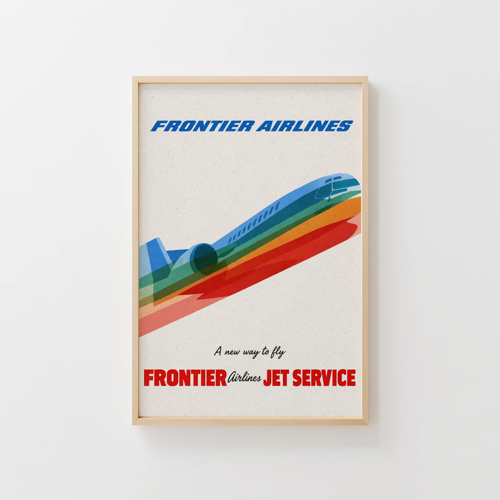 Vintage Frontier Airlines Poster, Jet Wall Art