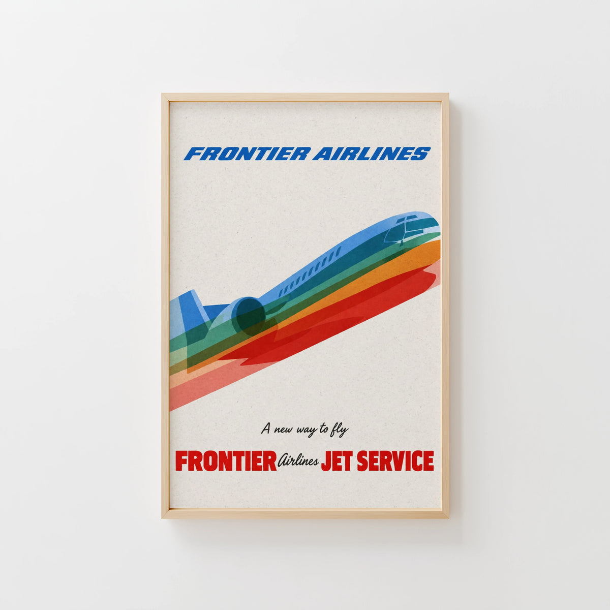 Vintage Frontier Airlines Poster, Jet Wall Art