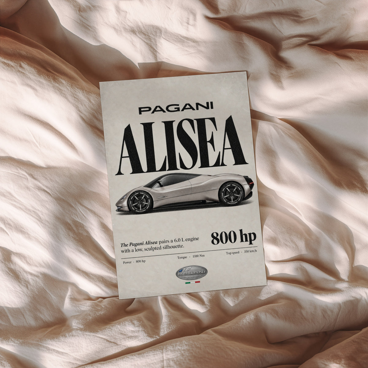 Vintage Pagani Alisea Print, Car Poster, Supercar Wall Art