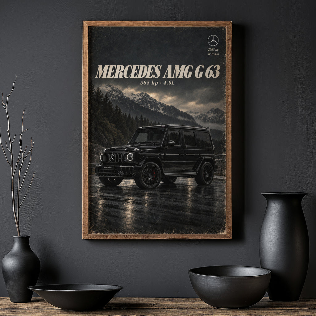 Vintage Mercedes G63 Print, SUV Wall Art