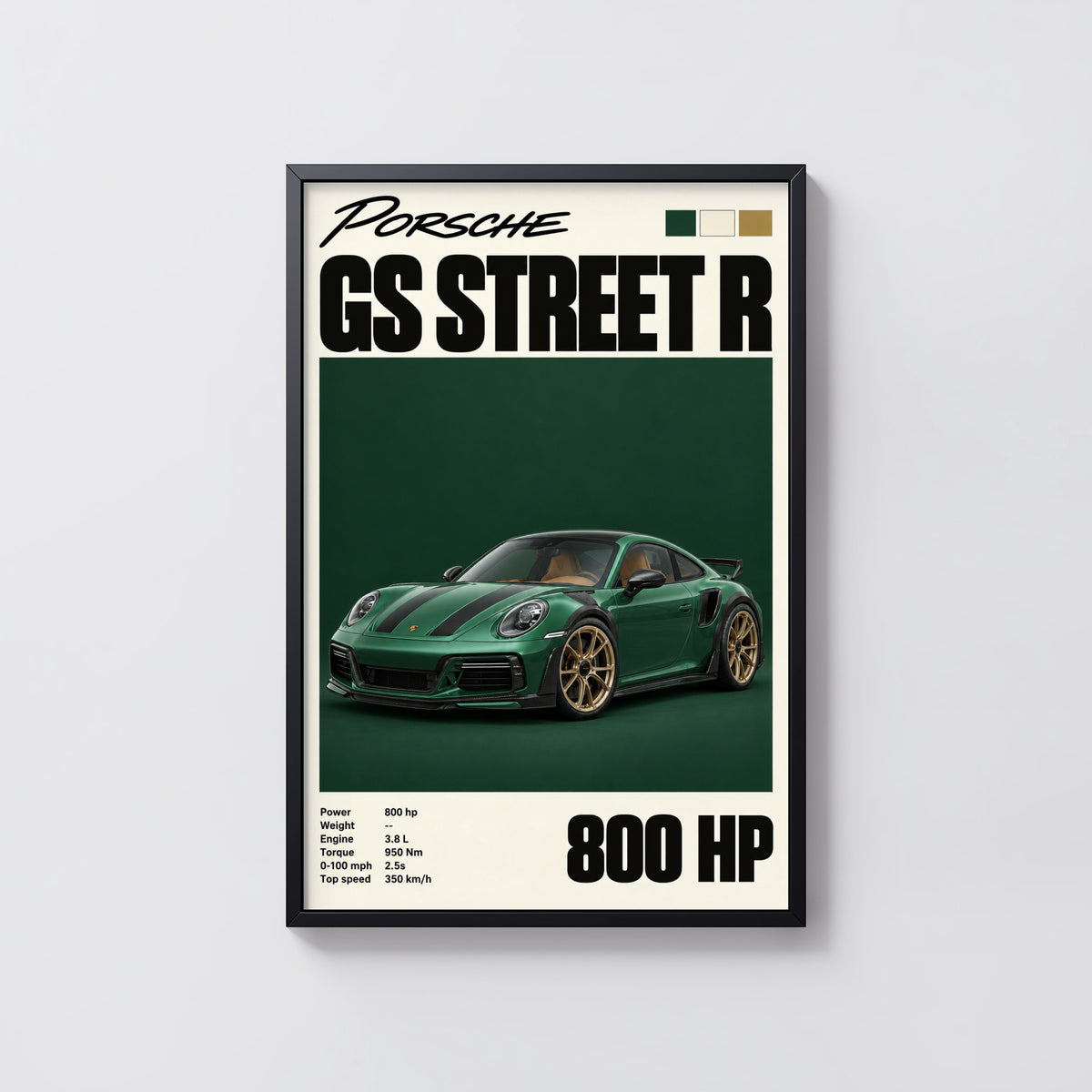 Vintage Porsche GS Street R Print, Car Wall Art