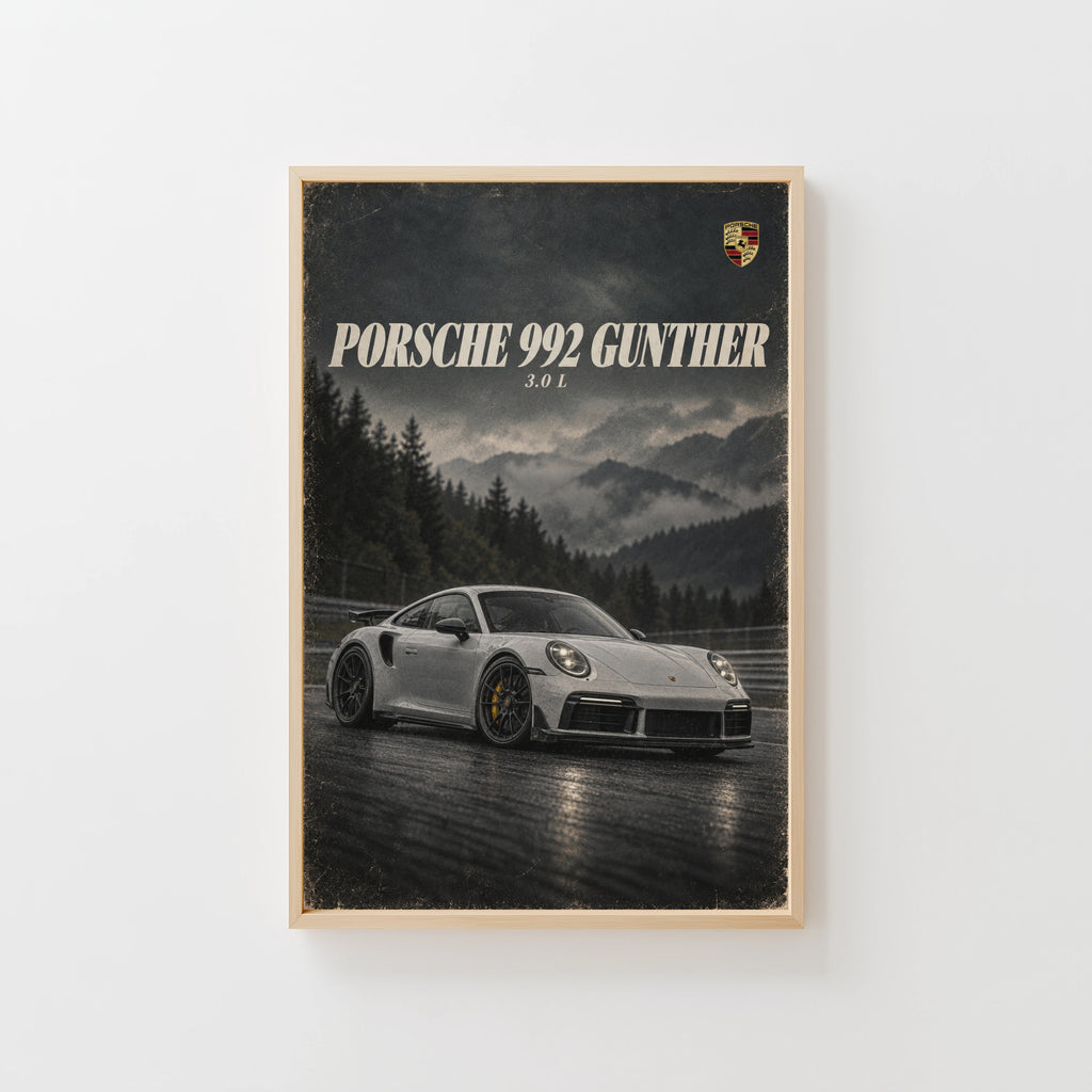 Vintage Porsche 992 Gunther Print, Car Wall Art