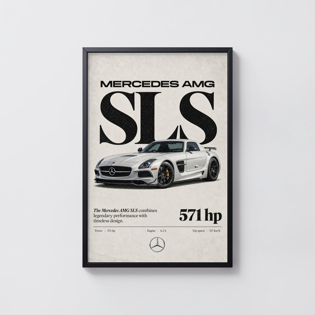 Vintage Mercedes AMG SLS Print, Car Poster, Wall Art