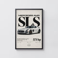 Vintage Mercedes AMG SLS Print, Car Poster, Wall Art