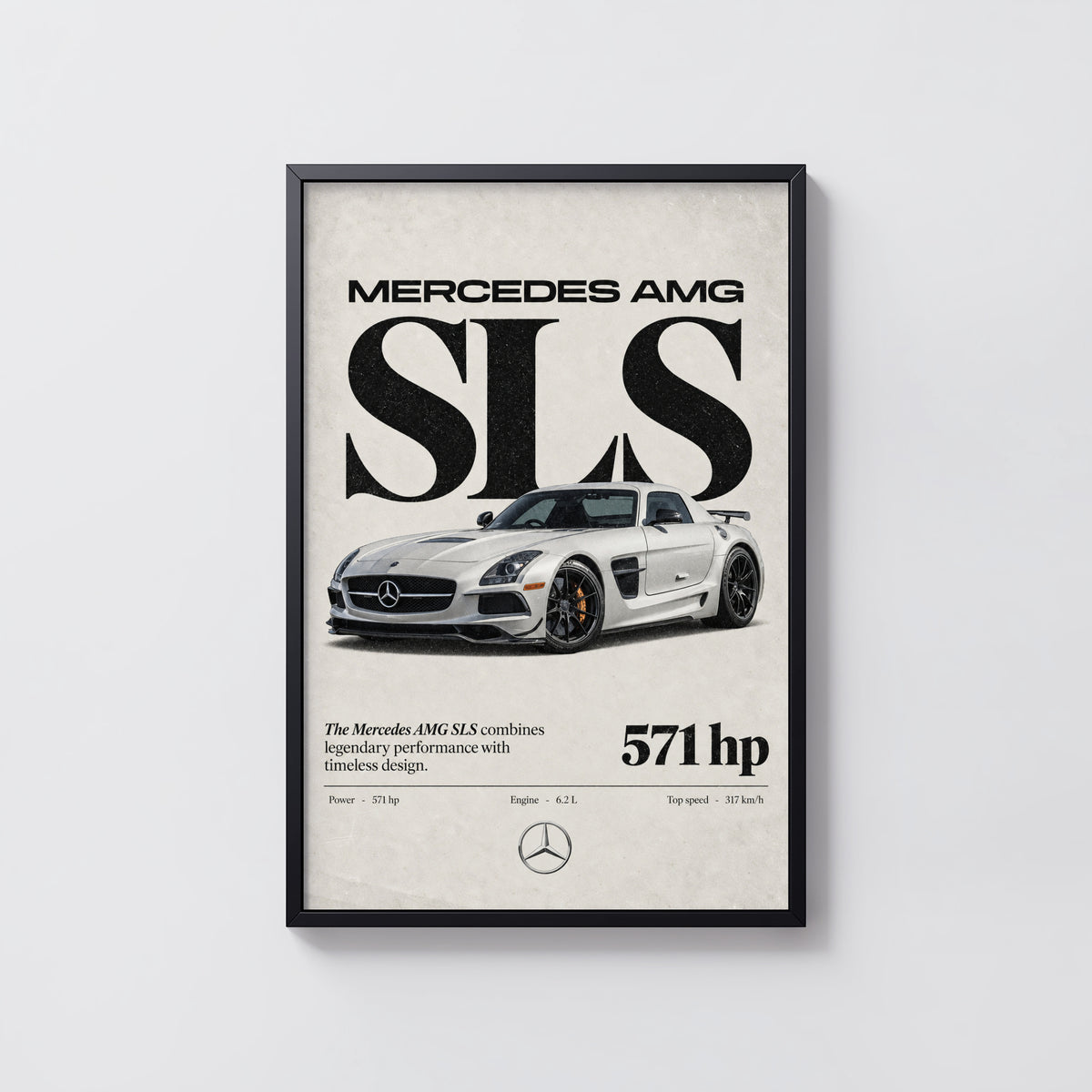Vintage Mercedes AMG SLS Print, Car Poster, Wall Art
