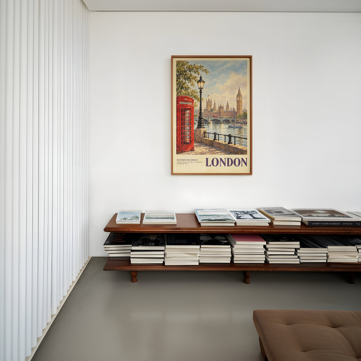 Vintage London Poster, Westminster Bridge Wall Art