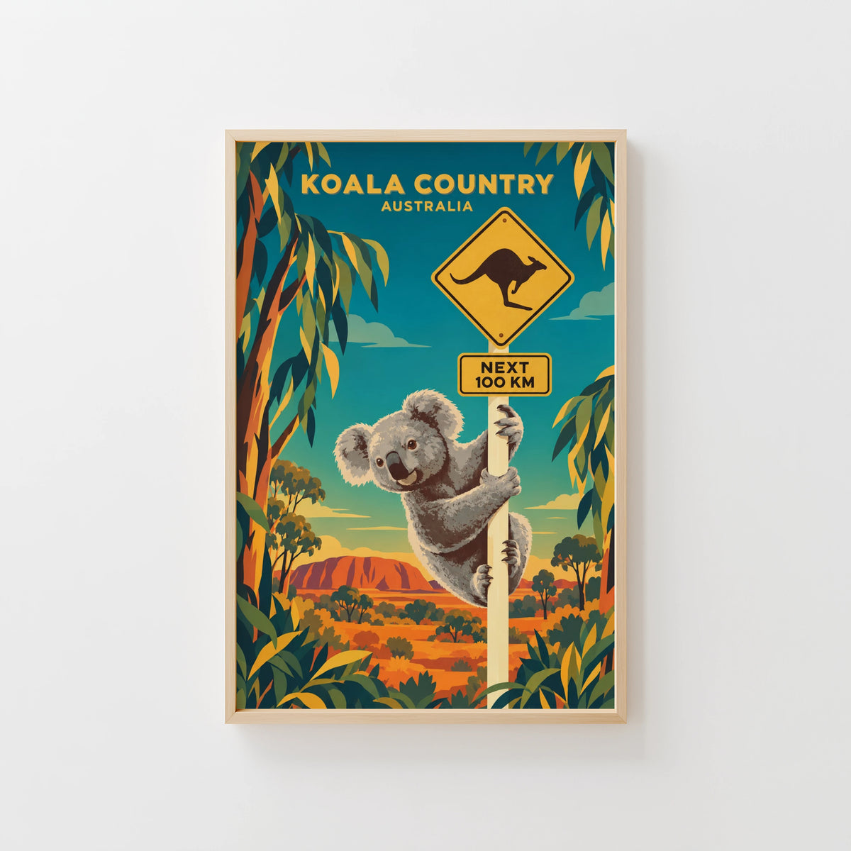 Vintage Koala Australia Poster, Outback Wall Art, Print