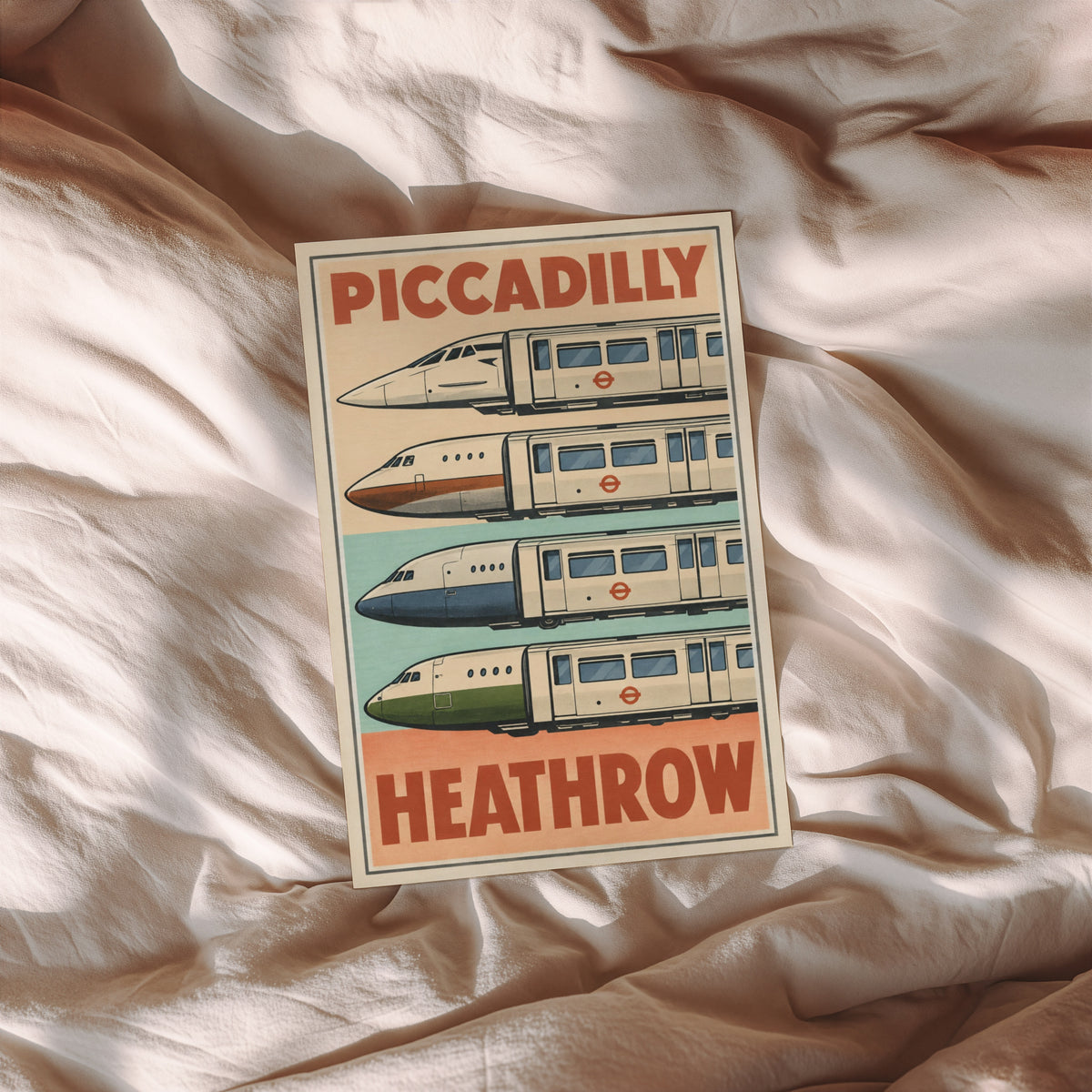 Vintage Piccadilly Line Heathrow Poster, London Print