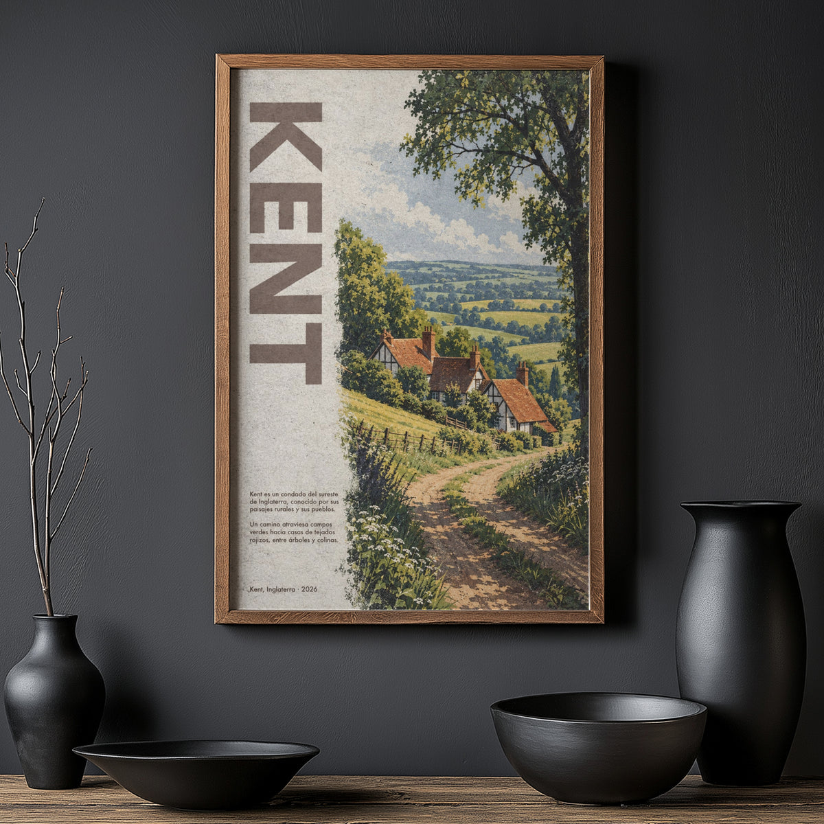 Vintage Kent Poster, English Countryside Wall Art, Print