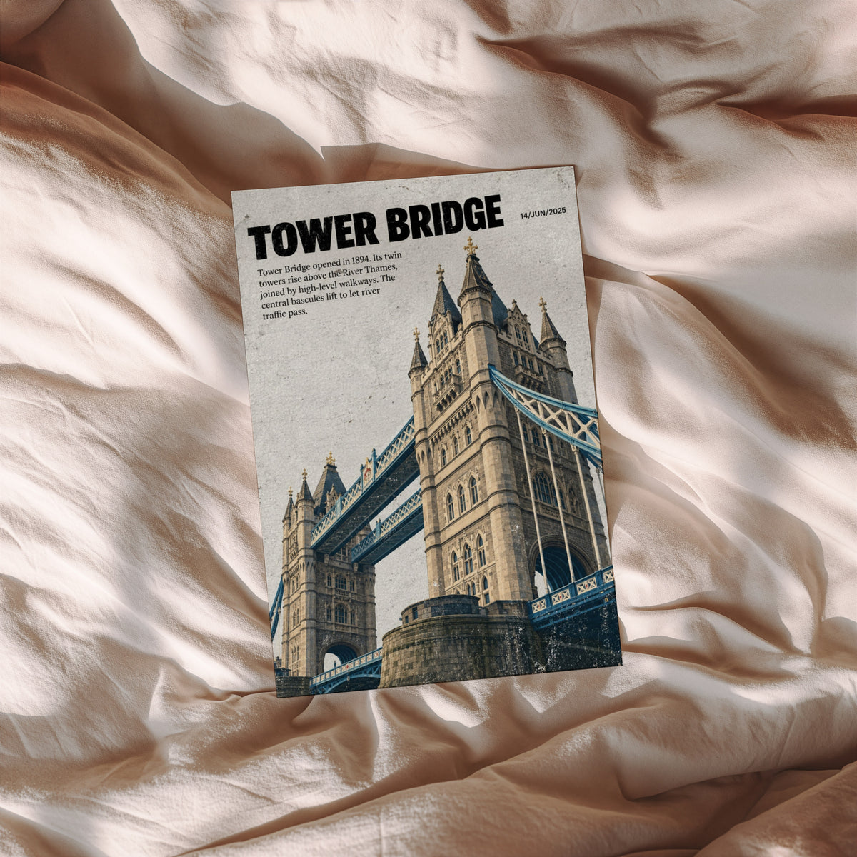 Vintage Tower Bridge London Poster, England Wall Art Print