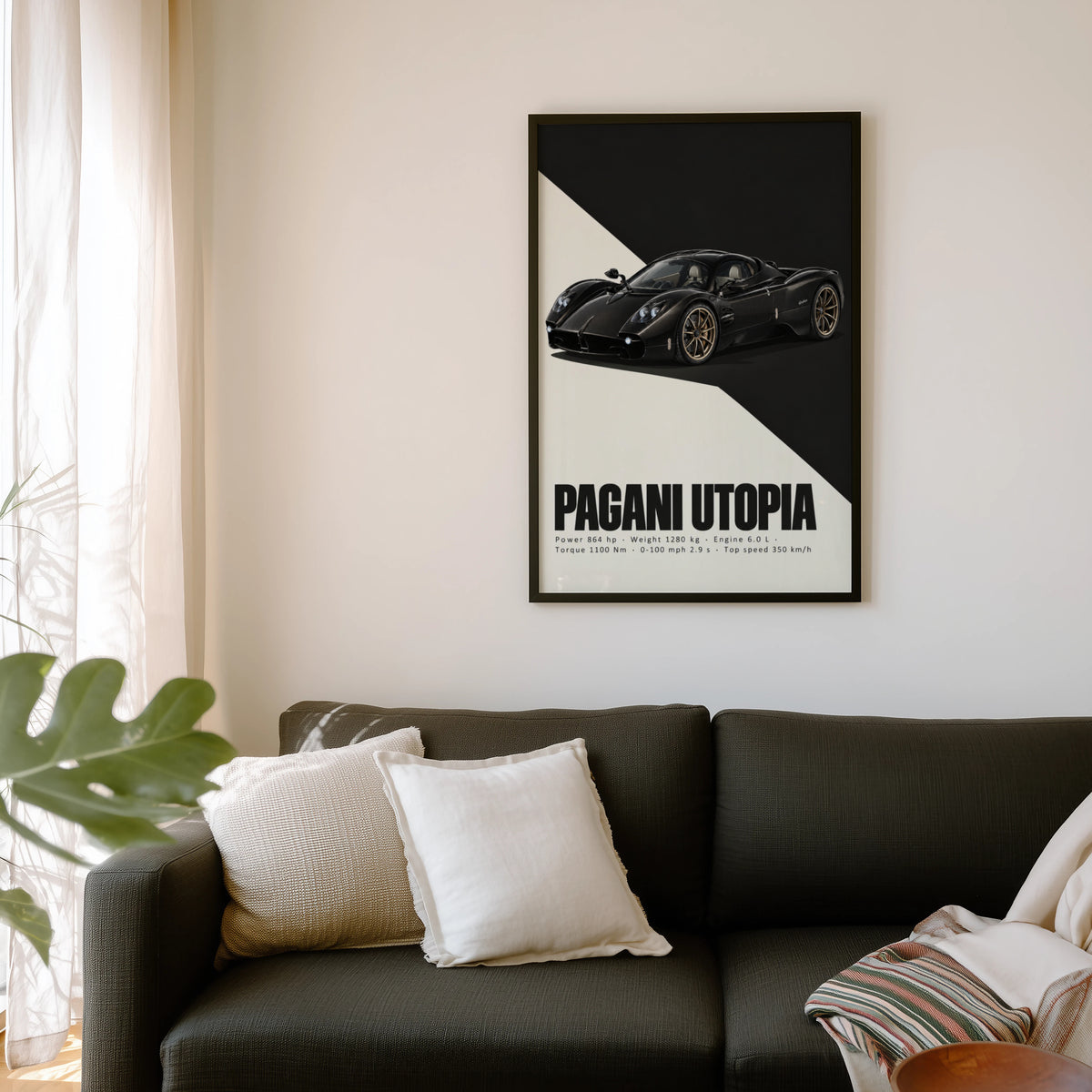 Vintage Pagani Utopia Print, Supercar Wall Art