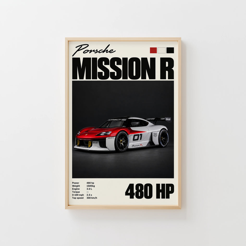 Vintage Print, Porsche Mission R, Car Wall Art