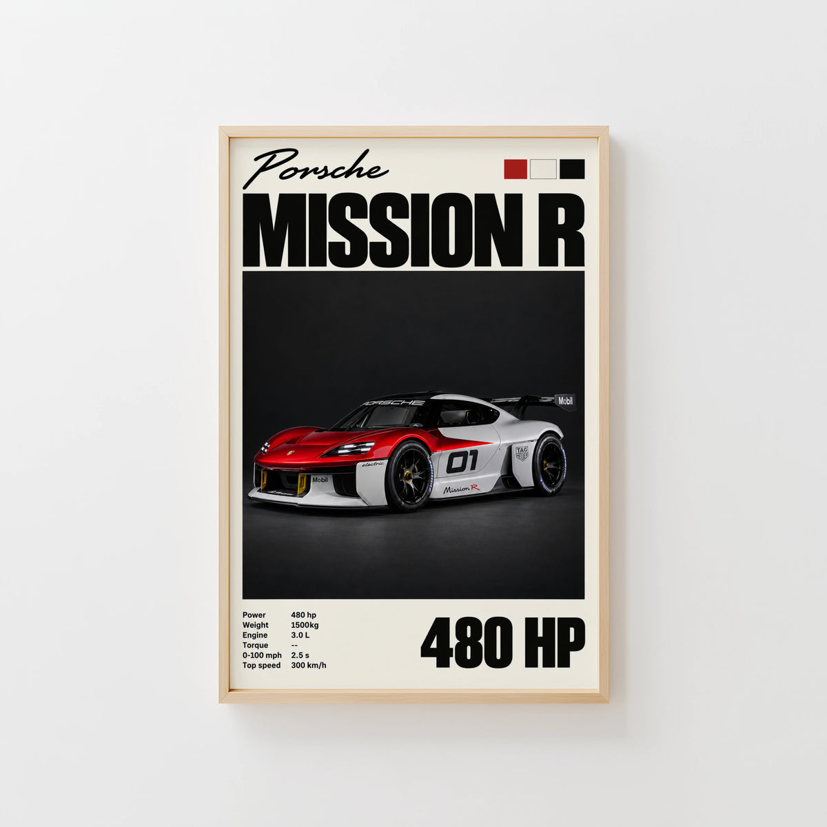 Vintage Print, Porsche Mission R, Car Wall Art