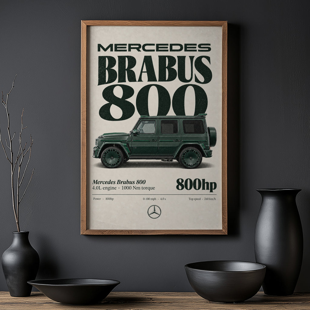 Vintage Mercedes Brabus 800 Print, Car Poster Wall Art