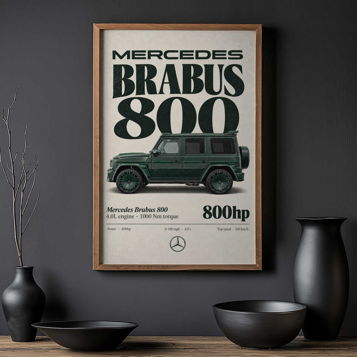 Vintage Mercedes Brabus 800 Print, Car Poster Wall Art